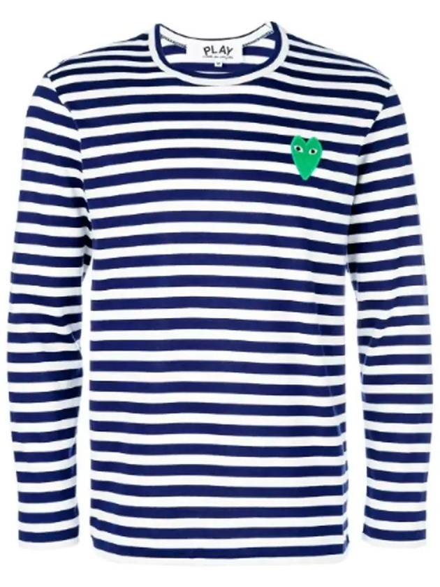 Men's Striped Logo Long Sleeve T-Shirt Blue - COMME DES GARCONS - BALAAN 2