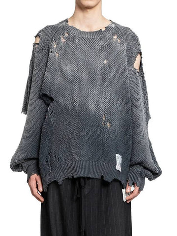 Sun Faded Like Distressed Knit Top Black - MAISON MIHARA YASUHIRO - BALAAN 1