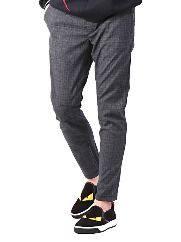 Men's Check Pattern Slacks Grey - LANVIN - BALAAN 2