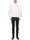 Heart Logo Cotton Sweatshirt White - AMI - BALAAN 4