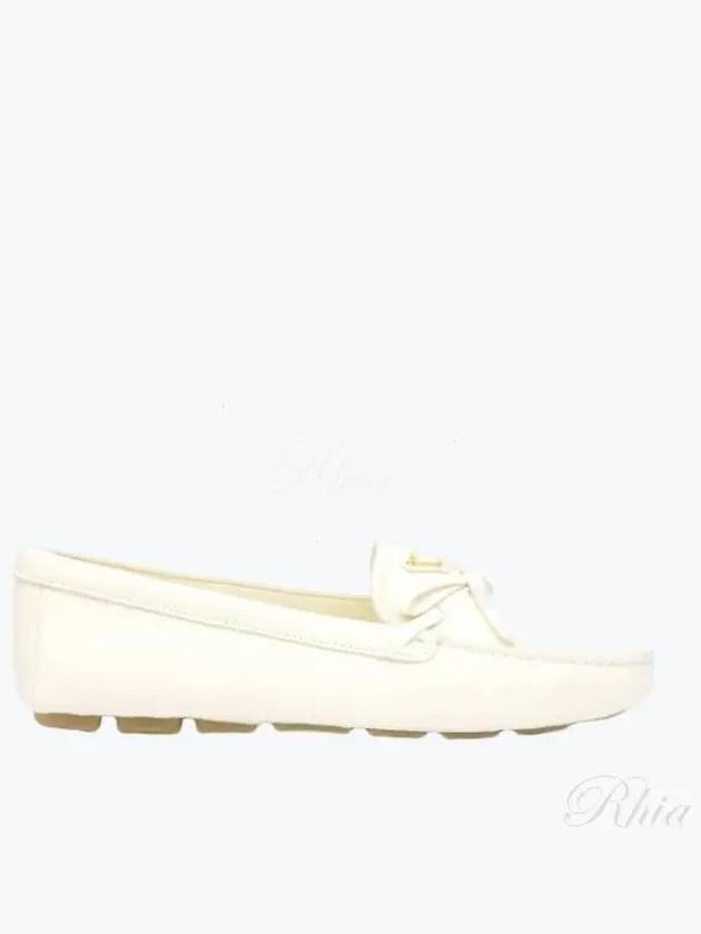 Triangle Logo Leather Driving Shoes White - PRADA - BALAAN 2