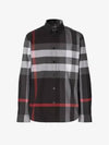 Men's Checked Stretch Cotton Poplin Long Sleeve Shirt Charcoal - BURBERRY - BALAAN 3