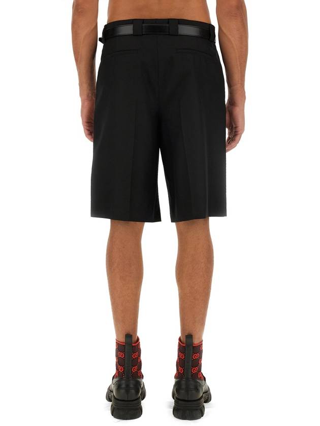 Web Wool Blend Shorts Black - GUCCI - BALAAN 4