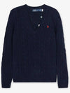 Kimberly Embroidered Logo Pony Cable Knit Top Navy - POLO RALPH LAUREN - BALAAN 3