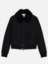 Shearing Trimming Short Bomber Jacket Black - AMI - BALAAN 2