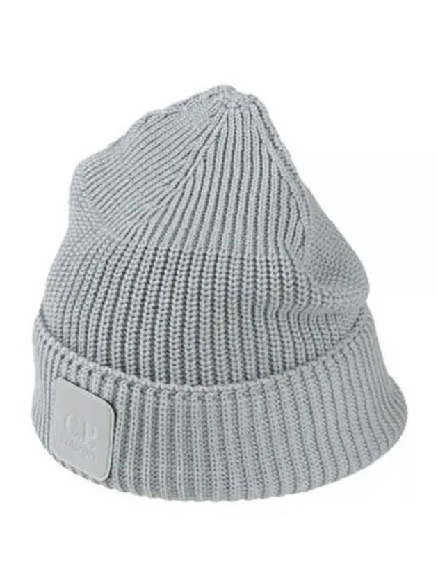 Logo Patch Cotton Ribbed Beanie Grey - CP COMPANY - BALAAN 2