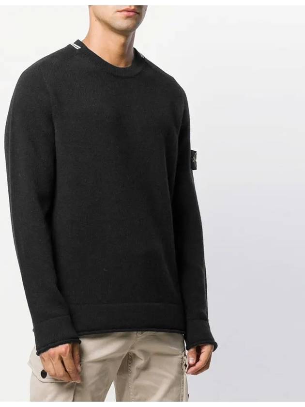 Wappen Patch Wool Knit Top Charcoal - STONE ISLAND - BALAAN 4