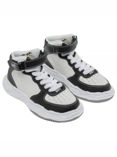 A11FW711 BLACKwhite WAYNE leather high top sneakers - MIHARA YASUHIRO - BALAAN 1