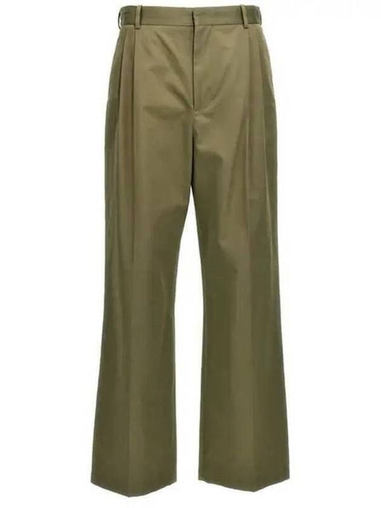 Pleated Trousers Straight Pants Green - LOEWE - BALAAN 2