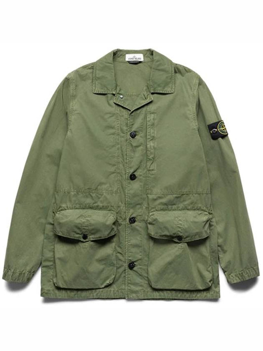 Brushed Cotton Canvas Old Effect Jacket Green - STONE ISLAND - BALAAN 2