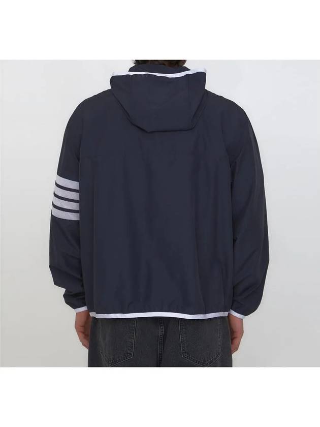 Military Ripstop Mesh 4-Bar Packable Hooded Jacket Navy - THOM BROWNE - BALAAN 6