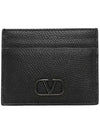V logo leather card wallet black - VALENTINO - BALAAN 1