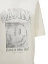 Smile Logo Vintage Print Paneled Cotton TShirt - GANNI - BALAAN 4