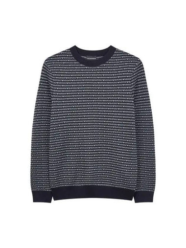 Men s Logo Striped Wool Knit Dark Navy - EMPORIO ARMANI - BALAAN 1