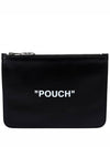 Leather lettering detail pouch black OMNF010E - OFF WHITE - BALAAN 1