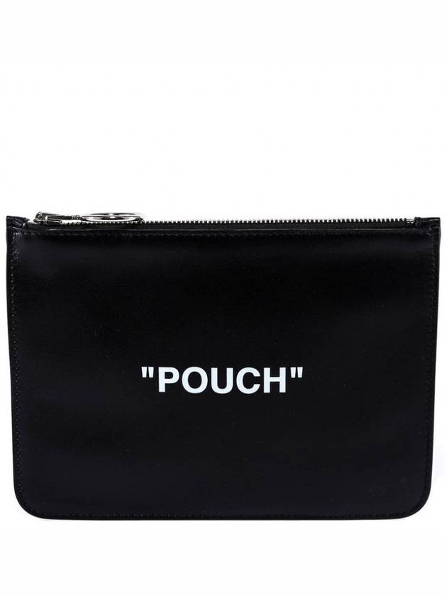 Leather lettering detail pouch black OMNF010E - OFF WHITE - BALAAN 1