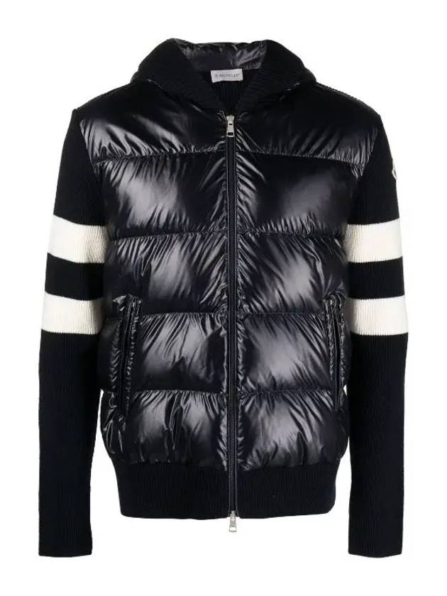 Padded Wool Cardigan Night Blue - MONCLER - BALAAN 2