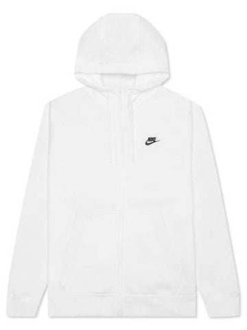 Club Fleece Zip Up Hoodie White - NIKE - BALAAN 1