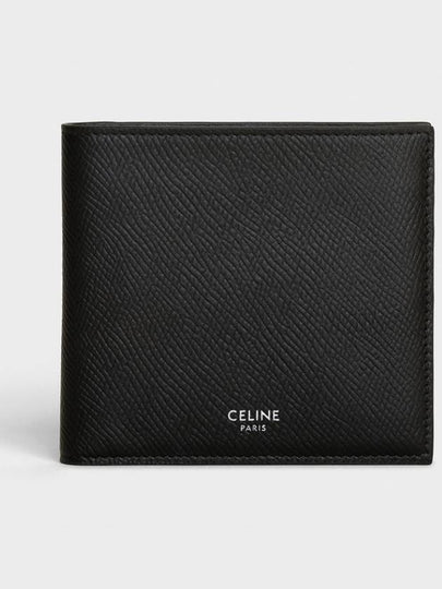 Celine Logo Leather Half Wallet Black - CELINE - BALAAN 2