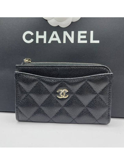 CC Logo Gold Hardware Caviar Zipper Card Wallet Black - CHANEL - BALAAN 2