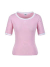 Round neck color combination short-sleeved T-shirt MK3MP325LPK - P_LABEL - BALAAN 8