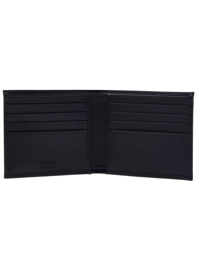 Triangle Logo Saffiano Half Wallet Black - PRADA - BALAAN 11