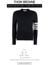 4-Bar Milano Stitch Crew Neck Knit Top Navy - THOM BROWNE - BALAAN 3