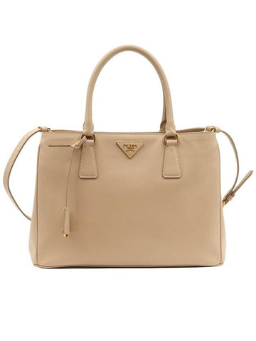 Sand Beige Saffiano Lux Gold Triangle Logo 2WAY 1BA874 - PRADA - BALAAN 1