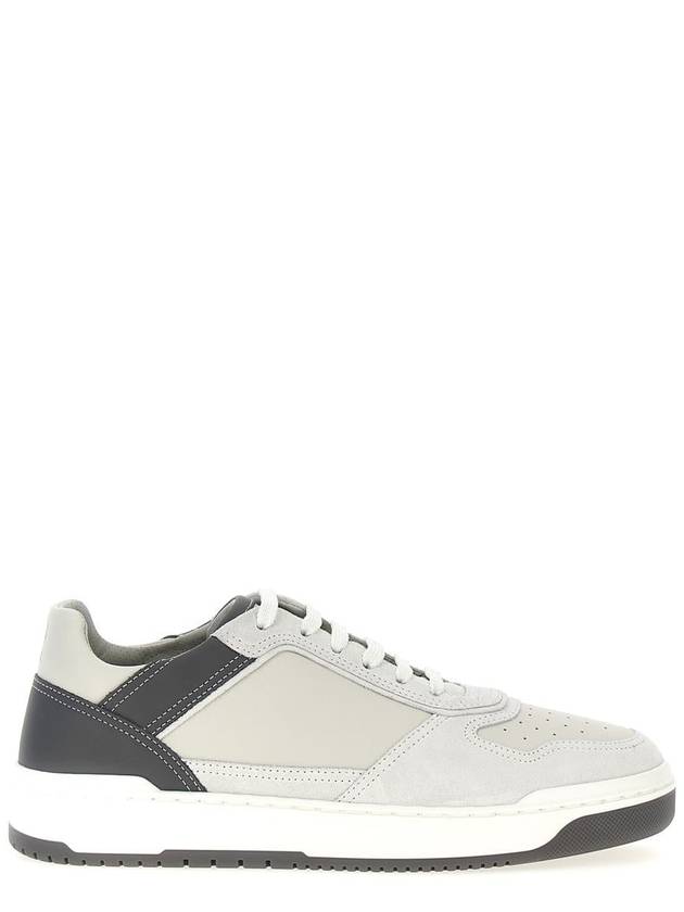 Logo Leather Low Top Sneakers Grey White - BRUNELLO CUCINELLI - BALAAN 2