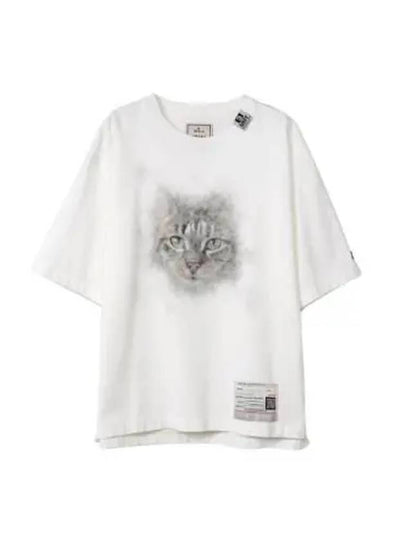 Cat Print Short Sleeve T-Shirt White - MIHARA YASUHIRO - BALAAN 2