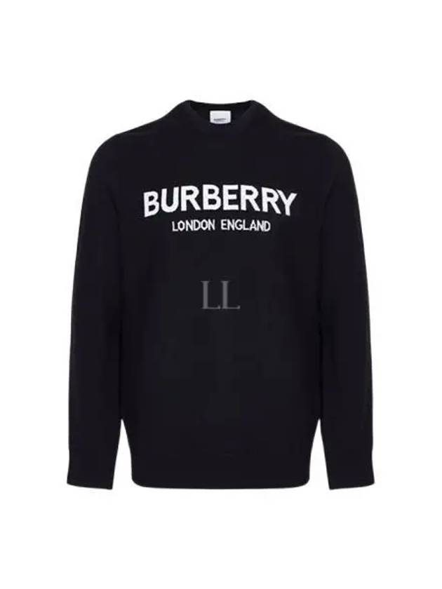 Jacquard Logo Wool Knit Top Navy - BURBERRY - BALAAN 2