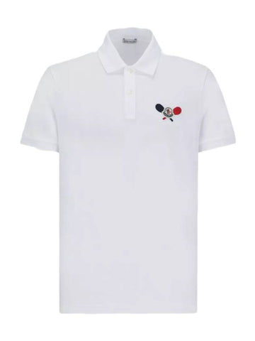 Tennis Logo Patch Polo Shirt White - MONCLER - BALAAN 1