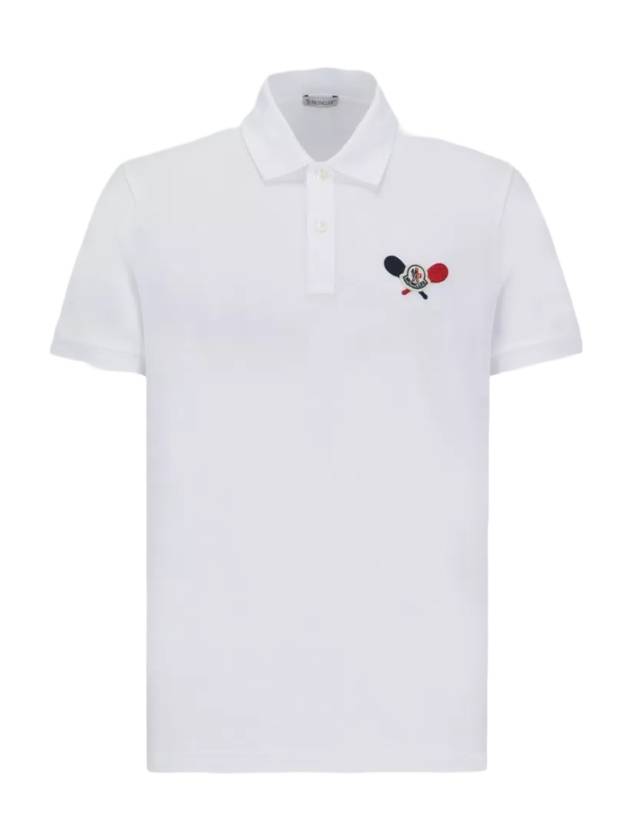 Tennis Logo Patch PK Shirt Optical White - MONCLER - BALAAN 1