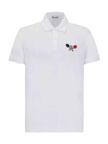 Tennis Logo Patch PK Shirt Optical White - MONCLER - BALAAN 1