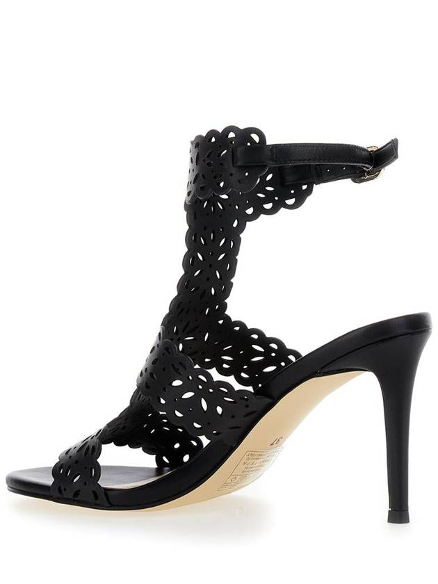 Black High Sandals With Lace-Motif In Leather Woman - TWINSET - BALAAN 3