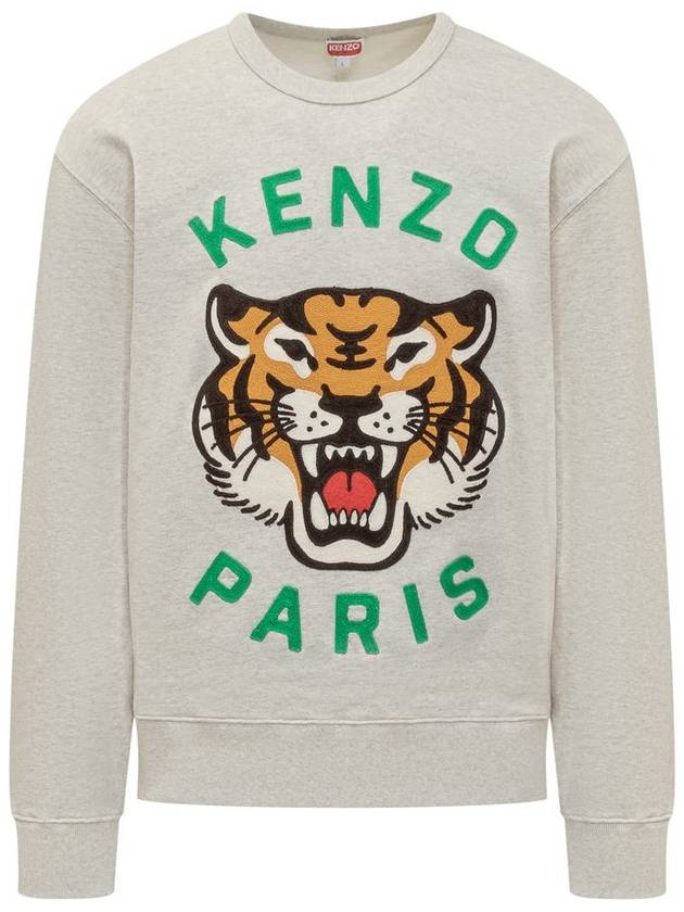 Lucky Tiger Embroidery Cotton Sweatshirt Pale Grey - KENZO - BALAAN 2