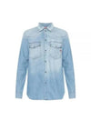 D Ocean Western Denim Long Sleeve Shirt Blue - DIESEL - BALAAN 2