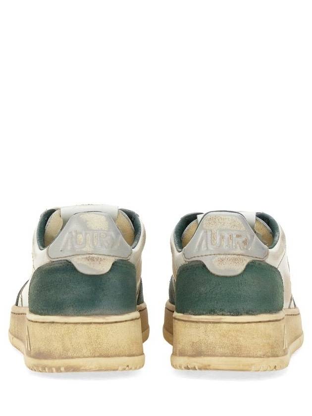 Autry Medalist Low Super Vintage White Leather And Suede Beige And Green Sneakers - AUTRY - BALAAN 3