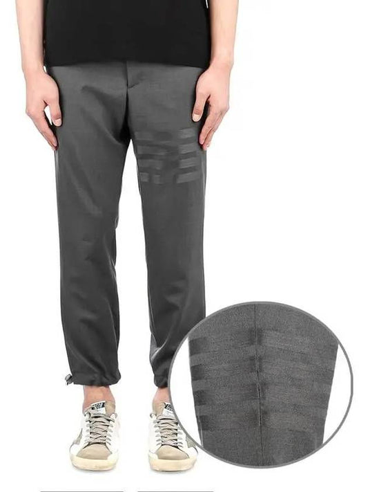 Plain Weave 4-Bar Elastic Waist Track Pants Dark Grey - THOM BROWNE - BALAAN 2