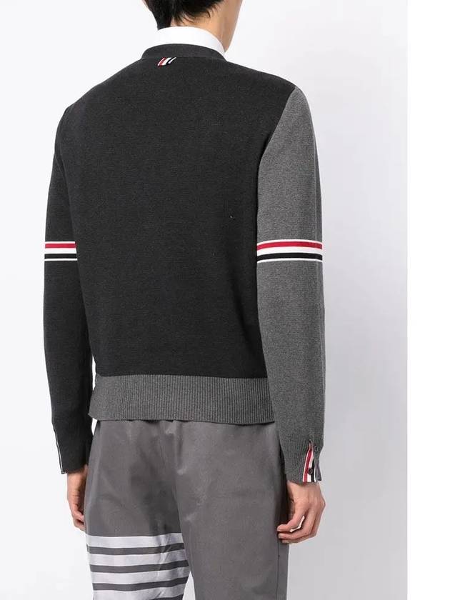 Funmix Cotton ArmBand V-Neck Cardigan Tonal Grey - THOM BROWNE - BALAAN 6