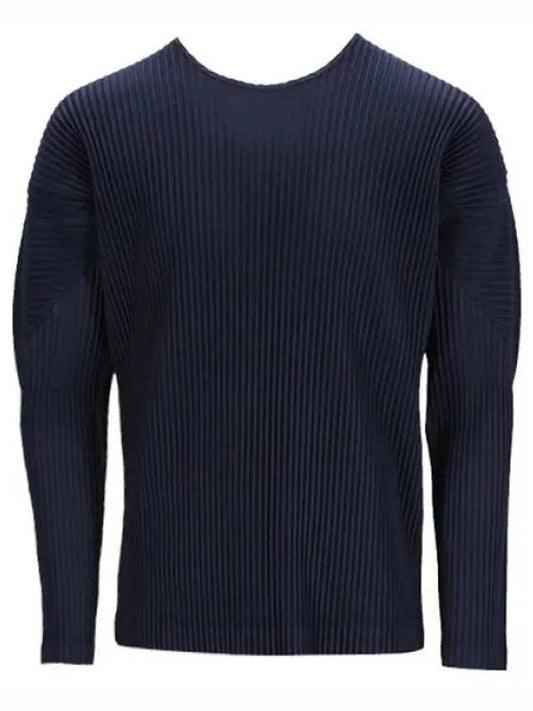 Pleated Long Sleeve T-Shirt Navy - ISSEY MIYAKE - BALAAN 2