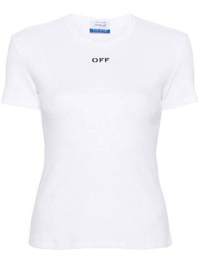 White Black Cotton Blend T-Shirt OWAA065C99JER0050110 B0561000566 - OFF WHITE - BALAAN 2