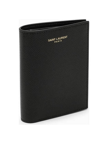 Paris Credit Coated Leather Card Wallet Black - SAINT LAURENT - BALAAN 1