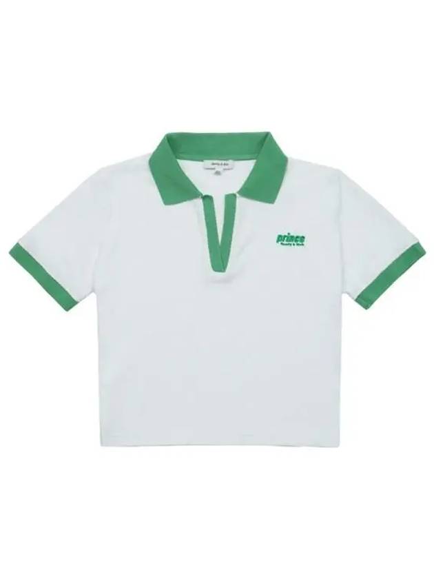 V-Neck Cotton Short Sleeve T-shirt Green White - SPORTY & RICH - BALAAN 2