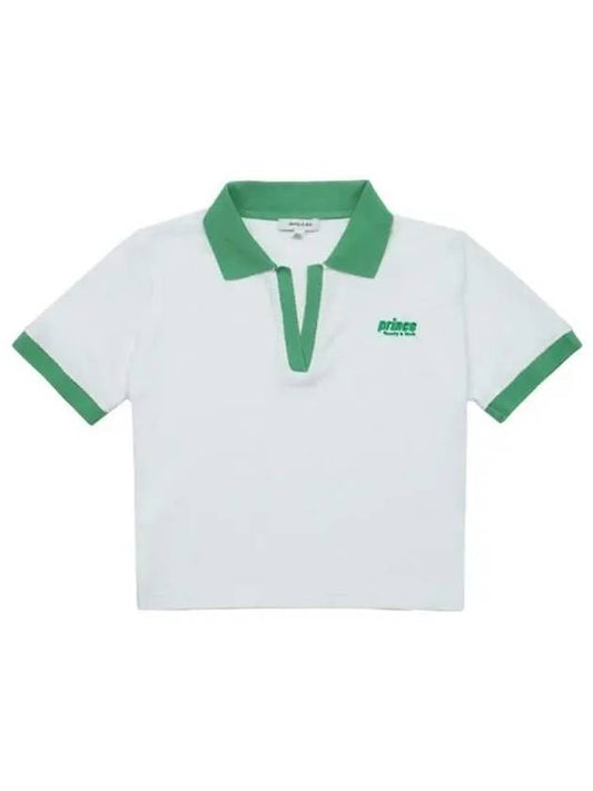 V-Neck Cotton Short Sleeve T-shirt Green White - SPORTY & RICH - BALAAN 2