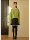 Women's Elated Wool Semi-Cropped Knit Top Light Green - MICANE - BALAAN 6