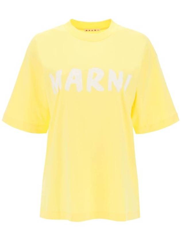 Logo Lettering Boxy Fit Short Sleeve T-Shirt Yellow - MARNI - BALAAN 2