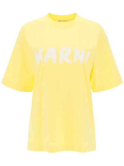 Logo Lettering Boxy Fit Short Sleeve T-Shirt Yellow - MARNI - BALAAN 2