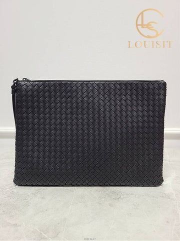 Used luxury goods Louis It Black intrecciato document strap clutch bag - BOTTEGA VENETA - BALAAN 1