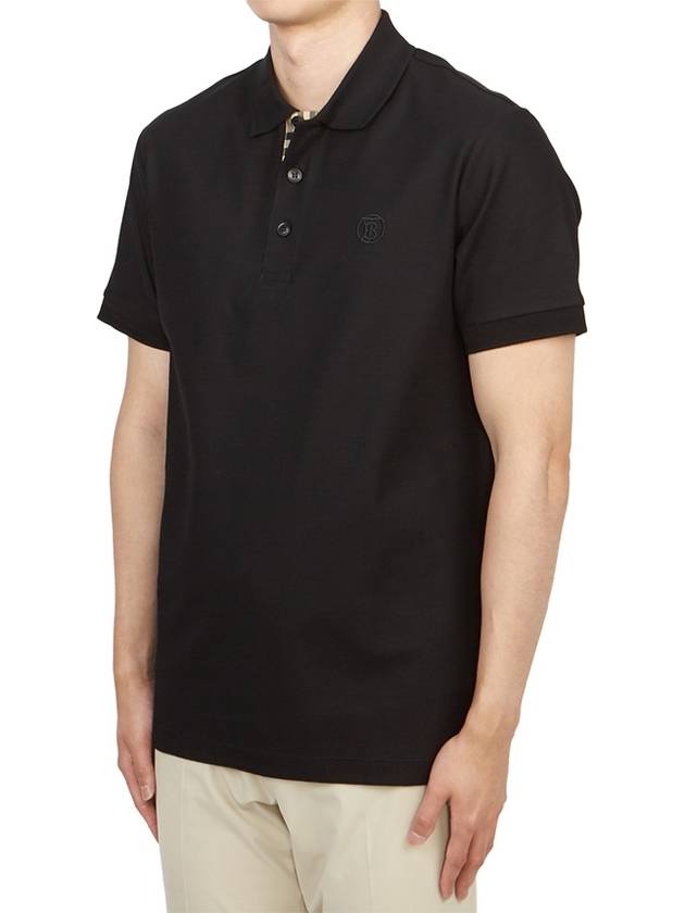 Men's Embroidered Logo Cotton Polo Shirt Black - BURBERRY - BALAAN 4